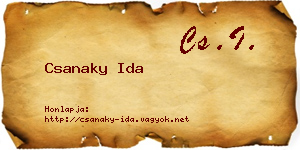 Csanaky Ida névjegykártya
